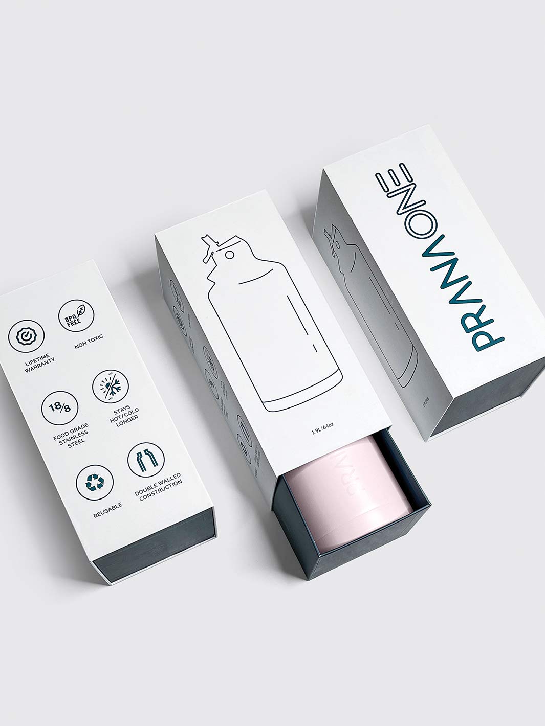 1.9L (64oz) Insulated Water Bottle with Straw Lid - Blush